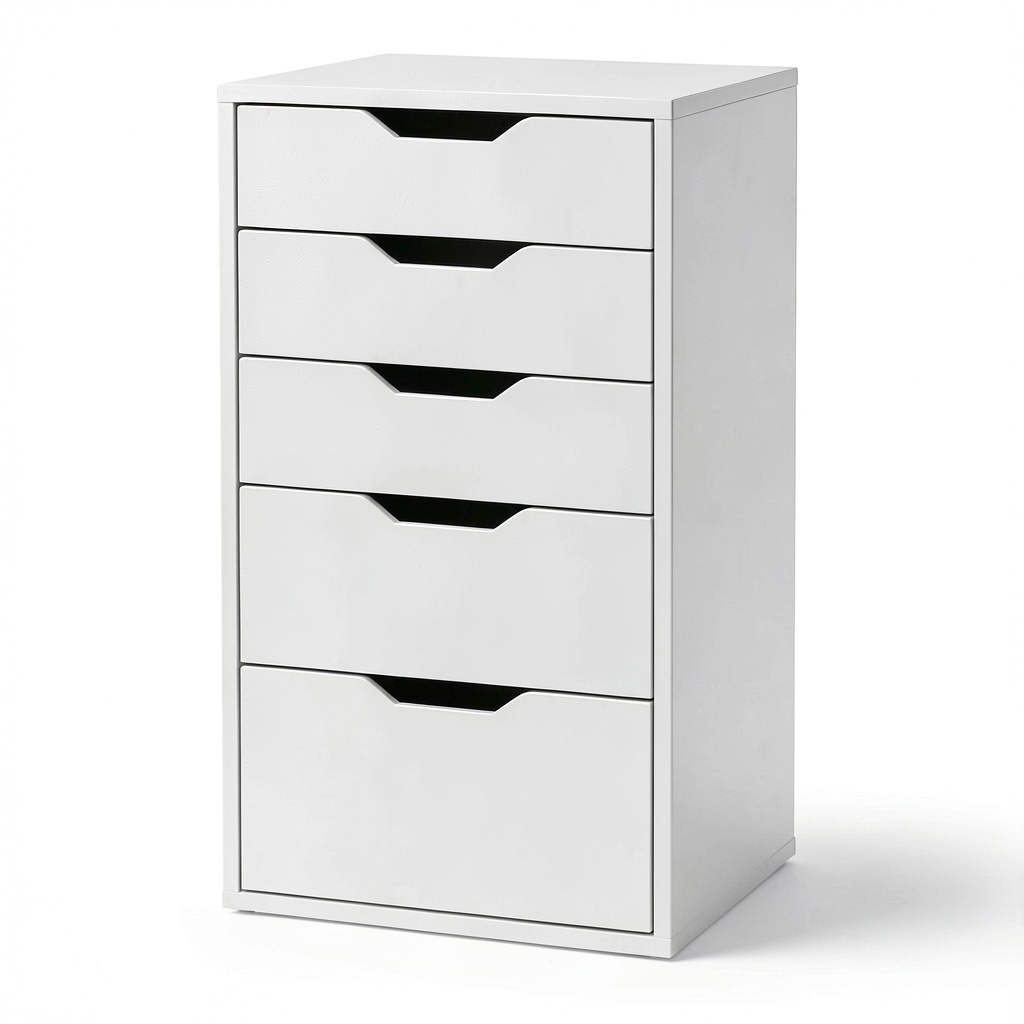 Cassettiera Moderna a 6 Cassetti in Legno Bianco per Interni