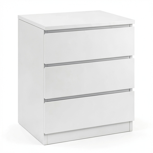 Comodino VASAGLE con Prese e Porte USB, 3 Cassetti, Bianco