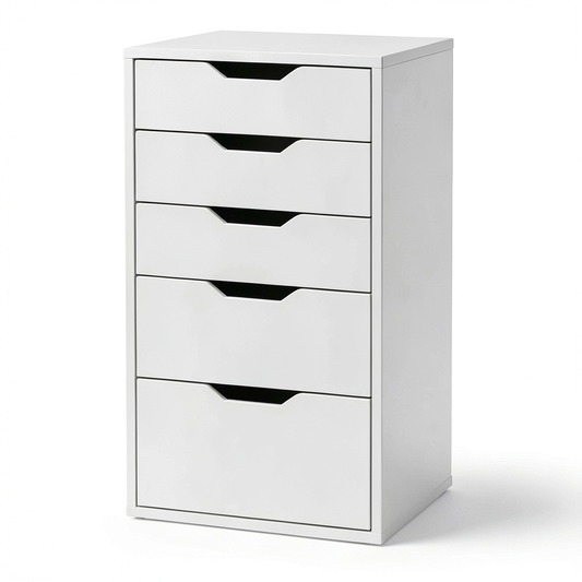 Cassettiera Moderna a 6 Cassetti in Legno Bianco per Interni