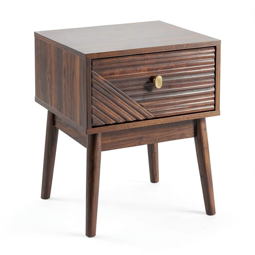 Comodino Tiffany in Legno, Elegante con Cassetti Capienti, per Camera da Letto o Soggiorno, 40x55x40 cm, Marrone