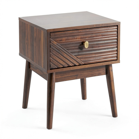 Comodino Tiffany in Legno, Elegante con Cassetti Capienti, per Camera da Letto o Soggiorno, 40x55x40 cm, Marrone