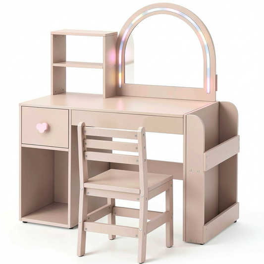 Tavolo da Trucco Bambina con Luci e Accessori, 3+ Anni, Rosa